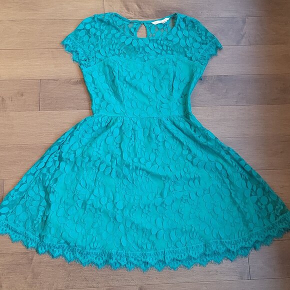LC Lauren Conrad Turquoise Lace Overlay Dress - Picture 1 of 1